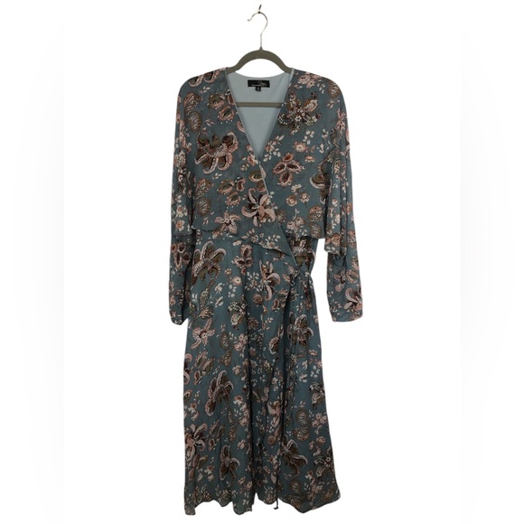 Suzanne Betro Wraparound Dress Floral Sleeveless Long Sleeve Lined - Picture 1 of 14